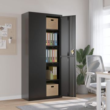 vidaXL Spintelė dokumentams, juodos spalvos, 90x40x200cm, plienas
