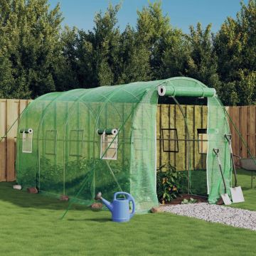 vidaXL Šiltnamis su plieno rėmu, žalios spalvos, 4x2x2m, 8m²