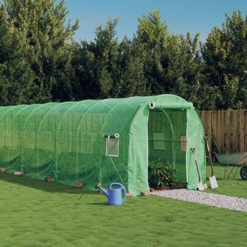 vidaXL Šiltnamis su plieno rėmu, žalios spalvos, 14x2x2m, 28m²