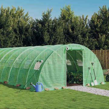 vidaXL Šiltnamis su plieno rėmu, žalios spalvos, 22x4x2m, 88m²