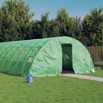 vidaXL Šiltnamis su plieno rėmu, žalios spalvos, 12x5x2,3m, 60m²