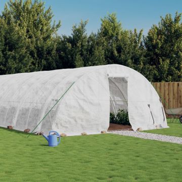 vidaXL Šiltnamis su plieno rėmu, baltos spalvos, 22x5x2,3m, 110m²