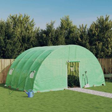 vidaXL Šiltnamis su plieniniu rėmu, žalias, 24 m², 6x4x2,85 m