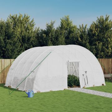 vidaXL Šiltnamis su plieniniu rėmu, baltas, 24 m², 6x4x2,85 m