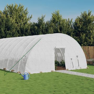vidaXL Šiltnamis su plieno rėmu, baltos spalvos, 10x6x2,85m, 60m²
