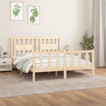 vidaXL Lovos rėmas su galvūgaliu, 160x200cm, pušies medienos masyvas