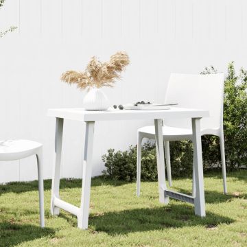 vidaXL Stovyklavimo stalas, baltas, 79x56x64cm, PP, medienos imitacija