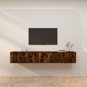 vidaXL Sieninės TV spintelės, 3vnt., dūminio ąžuolo, 80x34,5x40cm