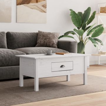 vidaXL Kavos staliukas BODO, baltas, 100x55x46 cm, pušies masyvas