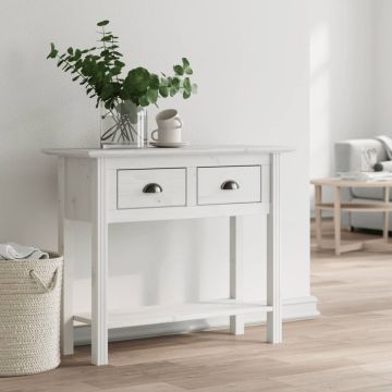 vidaXL Konsolinis staliukas BODO, baltas, 91x35x74 cm, pušies masyvas