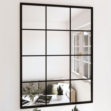 vidaXL Sieniniai veidrodžiai, 2vnt., juodos spalvos, 80x60cm, metalas