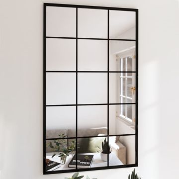 vidaXL Sieniniai veidrodžiai, 2vnt., juodos spalvos, 100x60cm, metalas