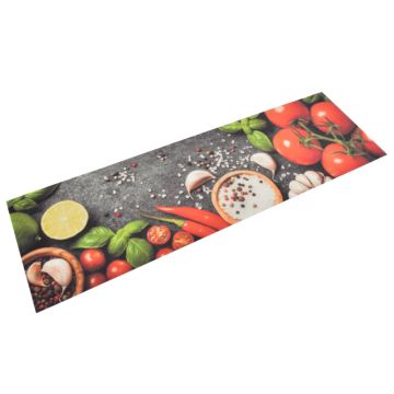 vidaXL Virtuvės kilimėlis, 45x150cm, aksomas, plaunamas, su daržovėmis