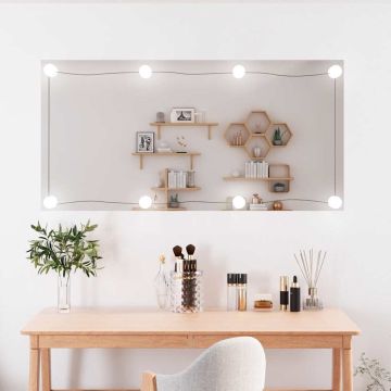 vidaXL Sieninis veidrodis su LED lemputėmis, 50x100cm, stiklas