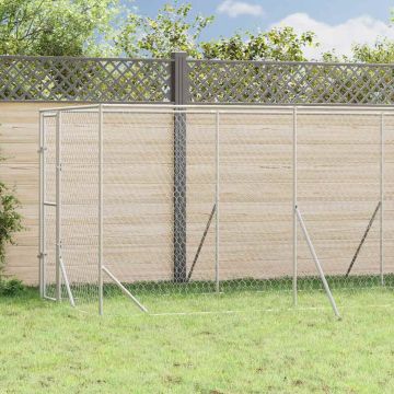 vidaXL Lauko voljeras šunims, sidabrinis, 2x6x2m, plienas