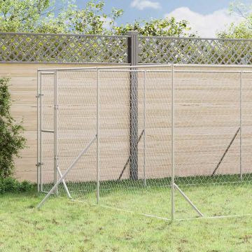 vidaXL Lauko voljeras šunims, sidabrinis, 4x12x2m, plienas