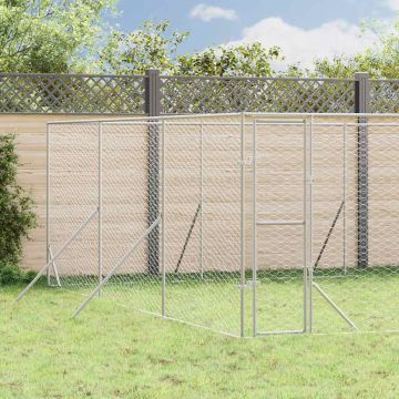 vidaXL Lauko voljeras šunims, sidabrinis, 6x6x2m, plienas
