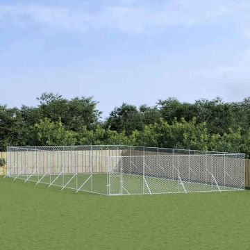 vidaXL Lauko voljeras šunims, sidabrinis, 8x16x2m, plienas