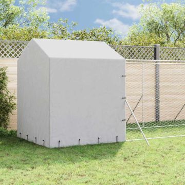 vidaXL Lauko voljeras šunims su stogu, sidabrinis, 2x10x2,5m, plienas