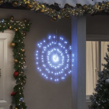 vidaXL Kalėdiniai šviestuvai fejerverkai, 8vnt., šalti balti, 140 LED
