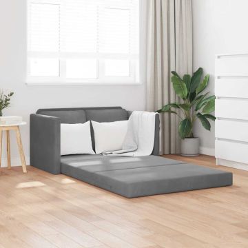 vidaXL Grindų sofa-lova, 2-1, tamsiai pilka, 122x204x55cm, aksomas
