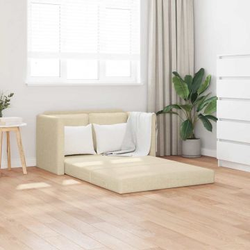 vidaXL Grindų sofa-lova, 2-1, kreminės spalvos, 112x174x55cm, audinys