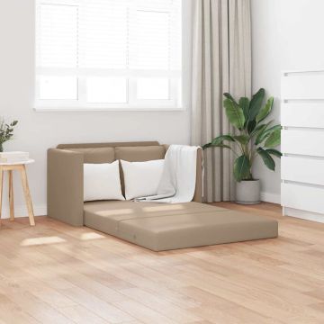 vidaXL Grindų sofa-lova, 2-1, kapučino, 112x174x55cm, dirbtinė oda