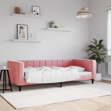 vidaXL Sofa, rožinės spalvos, 90x200cm, aksomas