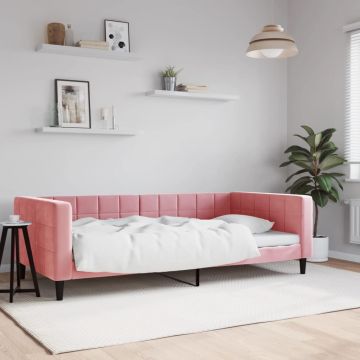 vidaXL Sofa, rožinės spalvos, 100x200cm, aksomas