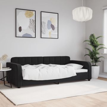 vidaXL Sofa, juodos spalvos, 90x190cm, aksomas