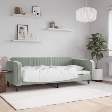 vidaXL Sofa, šviesiai pilkos spalvos, 90x200cm, aksomas