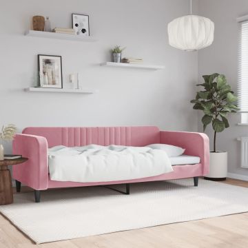 vidaXL Sofa, rožinės spalvos, 100x200cm, aksomas