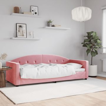 vidaXL Sofa, rožinės spalvos, 80x200cm, aksomas