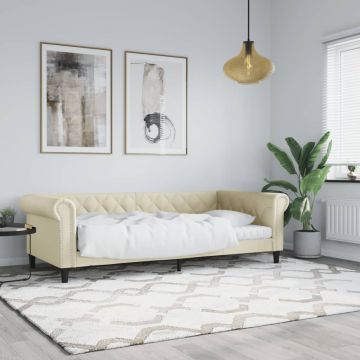vidaXL Sofa, kreminės spalvos, 80x200cm, dirbtinė oda