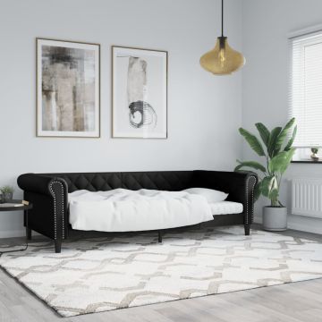 vidaXL Sofa, juodos spalvos, 90x200cm, dirbtinė oda