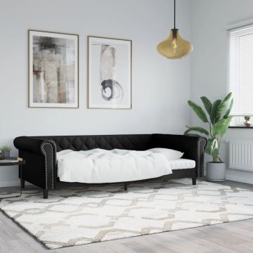 vidaXL Sofa, juodos spalvos, 100x200cm, dirbtinė oda