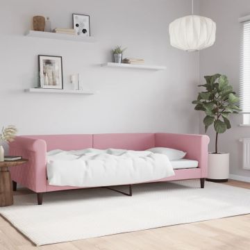 vidaXL Sofa, rožinės spalvos, 100x200cm, aksomas