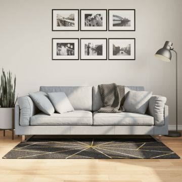 vidaXL Kilimas, juodas ir auksinis, 80x150 cm, neslystantis, plaunamas