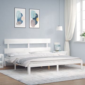 vidaXL Lovos rėmas be čiužinio, baltas, 200x200cm, pušies masyvas