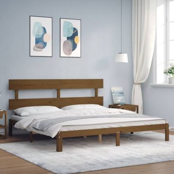 vidaXL Lovos rėmas su galvūgaliu, rudas, 200x200cm, medienos masyvas