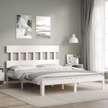 vidaXL Lovos rėmas be čiužinio, baltas, 160x200cm, pušies masyvas