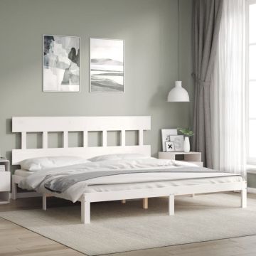 vidaXL Lovos rėmas be čiužinio, baltas, 200x200cm, pušies masyvas