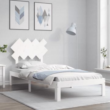 vidaXL Lovos rėmas be čiužinio, baltas, 90x200cm, pušies masyvas