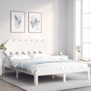 vidaXL Lovos rėmas be čiužinio, baltas, 140x200cm, pušies masyvas