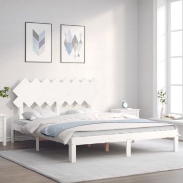 vidaXL Lovos rėmas be čiužinio, baltas, 160x200cm, pušies masyvas