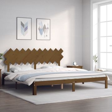 vidaXL Lovos rėmas su galvūgaliu, rudas, 200x200cm, medienos masyvas
