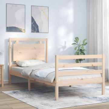 vidaXL Lovos rėmas su galvūgaliu, 100x200cm, medienos masyvas