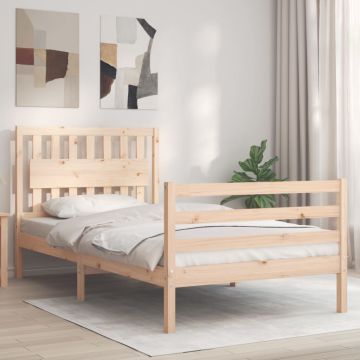 vidaXL Lovos rėmas su galvūgaliu, 100x200cm, medienos masyvas