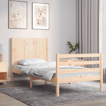 vidaXL Lovos rėmas su galvūgaliu, 100x200cm, medienos masyvas