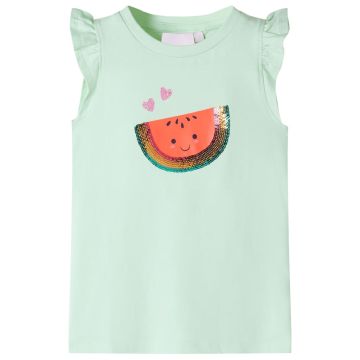 Vaikiški marškinėliai su rankovėmis su raukiniais, šviesiai žali